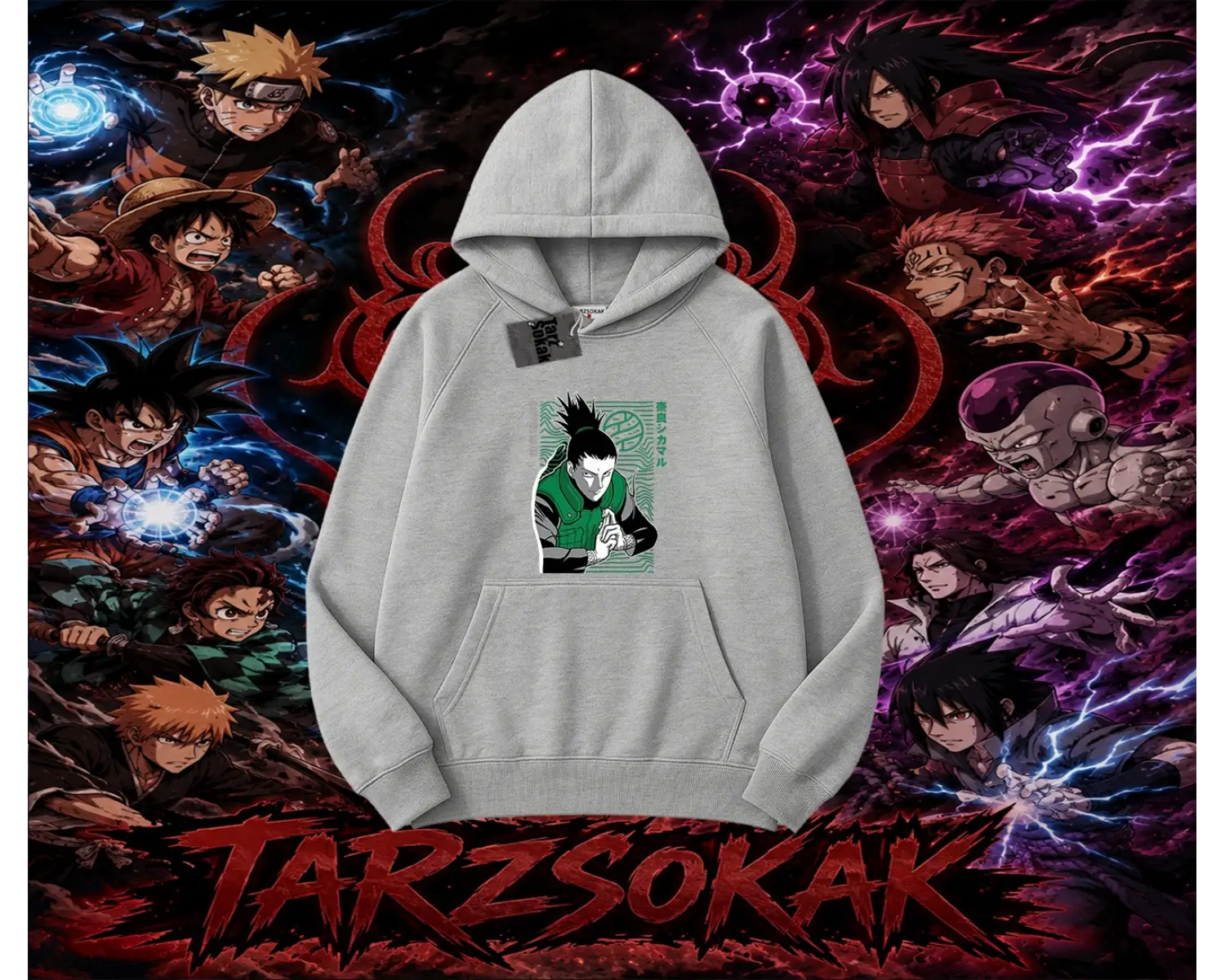 Shikamaru Nara Naruto Anime Karakter Oversize Unisex Kapşonlu Sweatshirt Beyaz