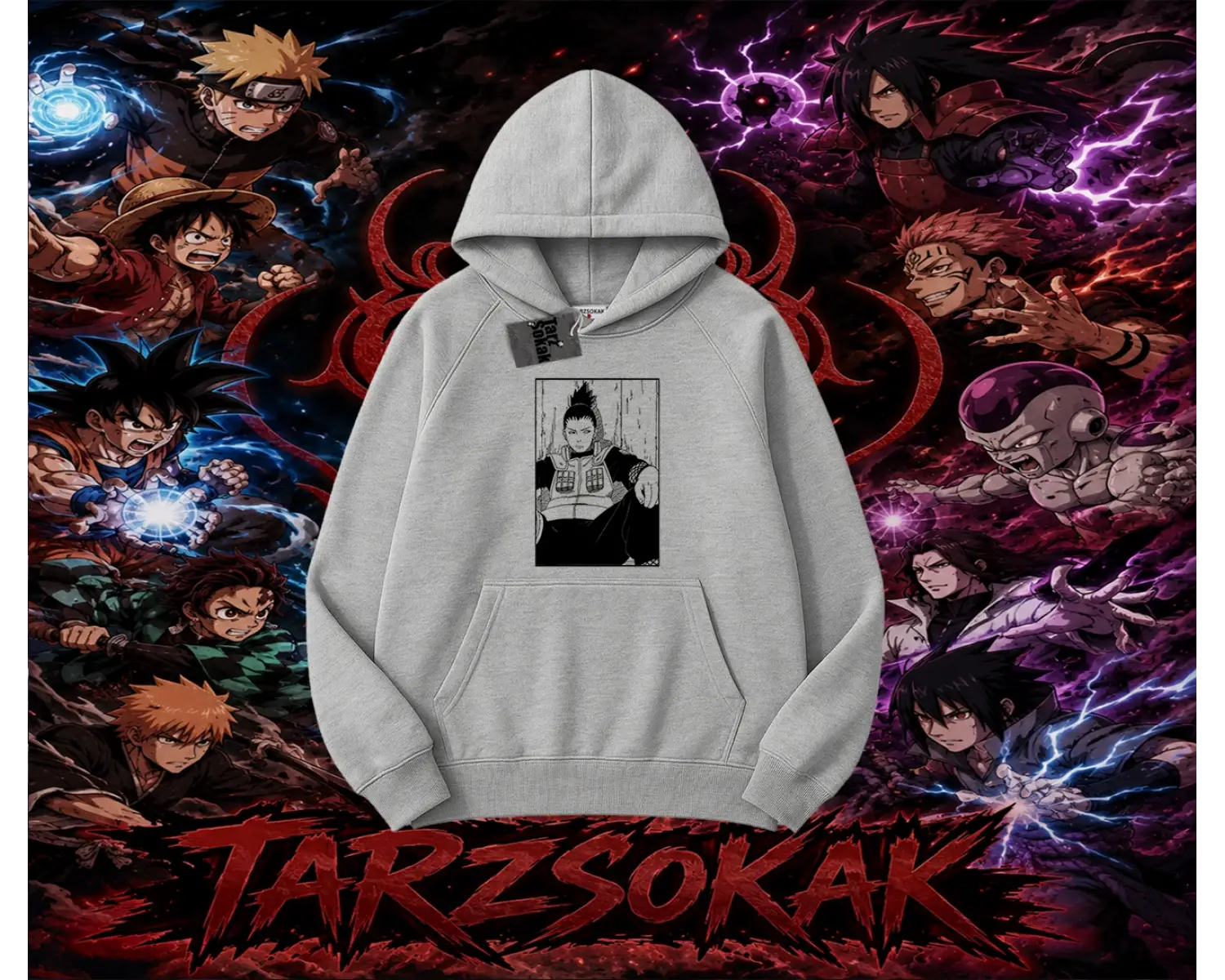 Shikamaru Nara Naruto Anime Karakter Oversize Unisex Kapşonlu Sweatshirt Beyaz