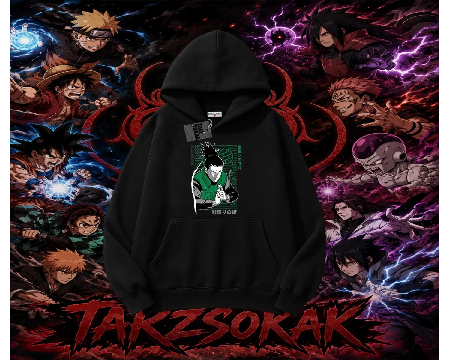 Shikamaru Nara Naruto Anime Karakter Oversize Unisex Kapşonlu Sweatshirt Beyaz