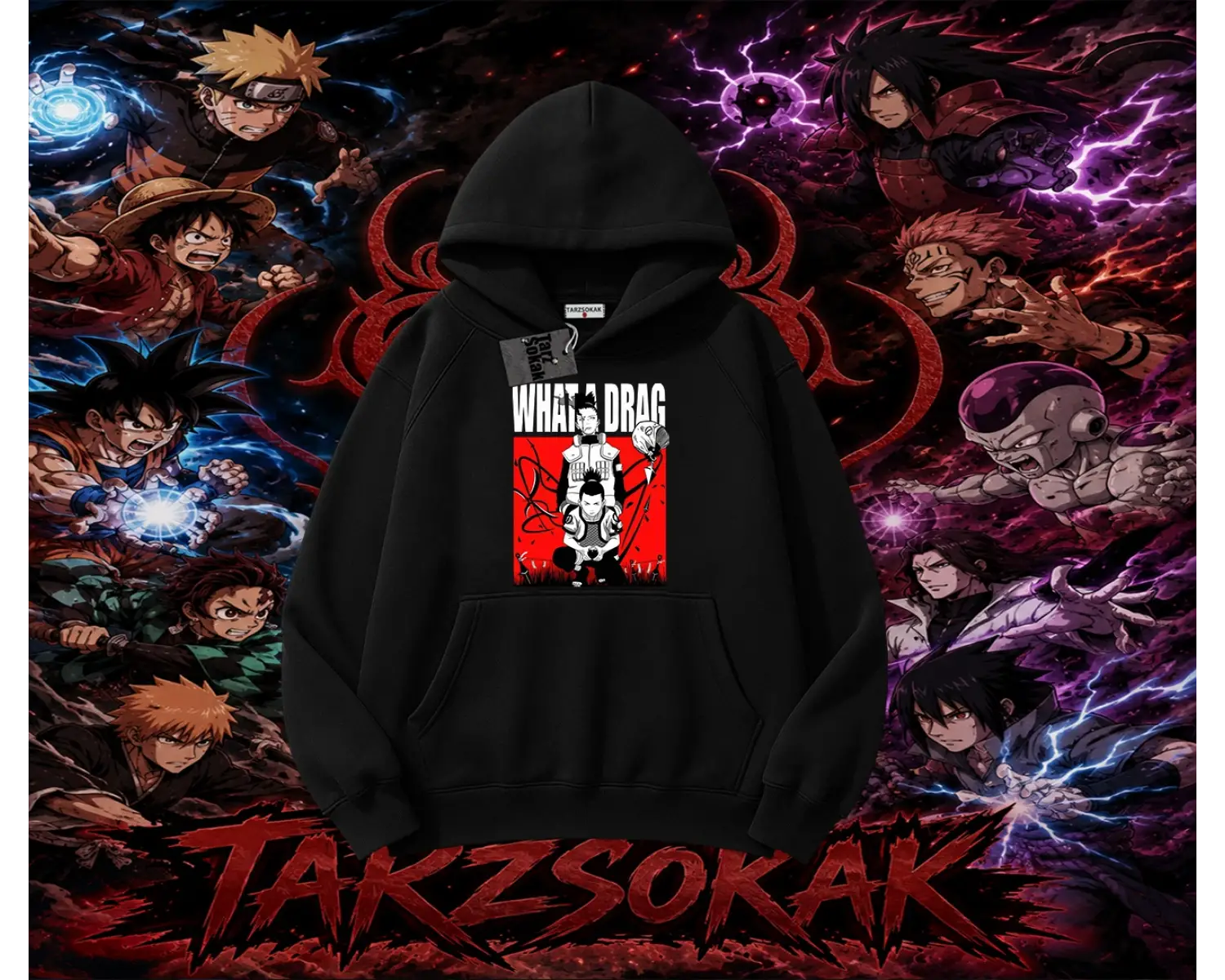 Shikamaru Nara Naruto Anime Karakter Oversize Unisex Kapşonlu Sweatshirt Beyaz