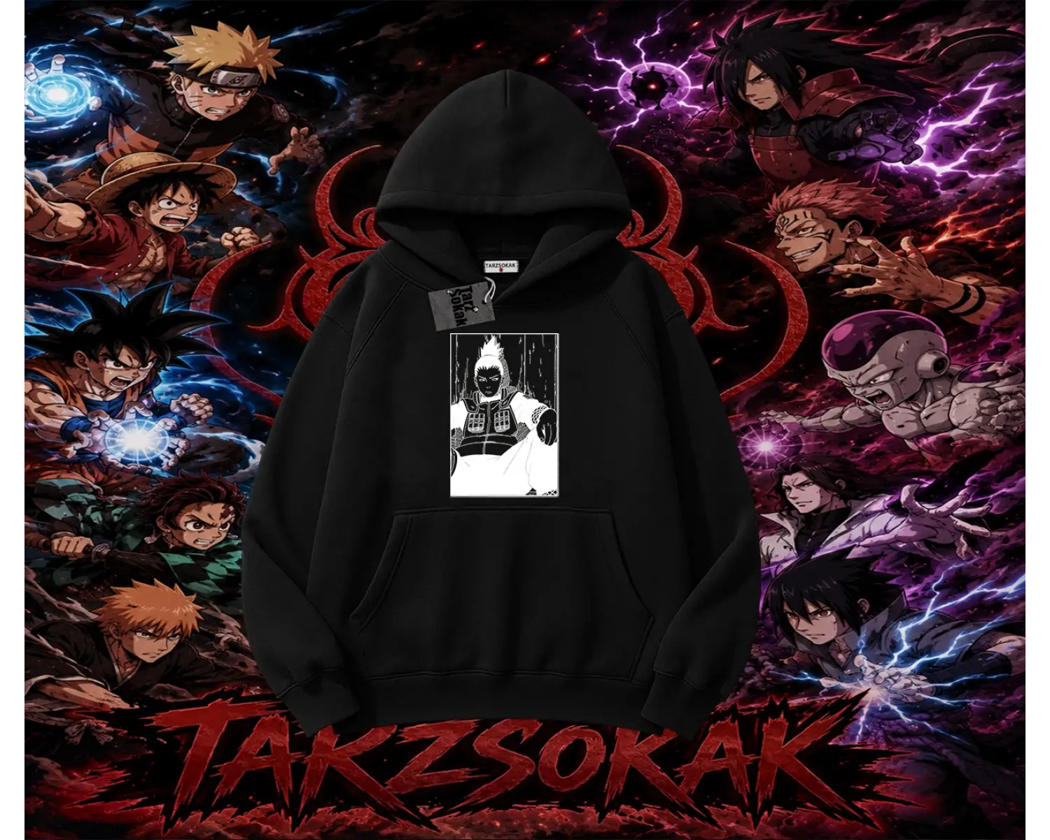 Shikamaru Nara Naruto Anime Karakter Oversize Unisex Kapşonlu Sweatshirt Beyaz