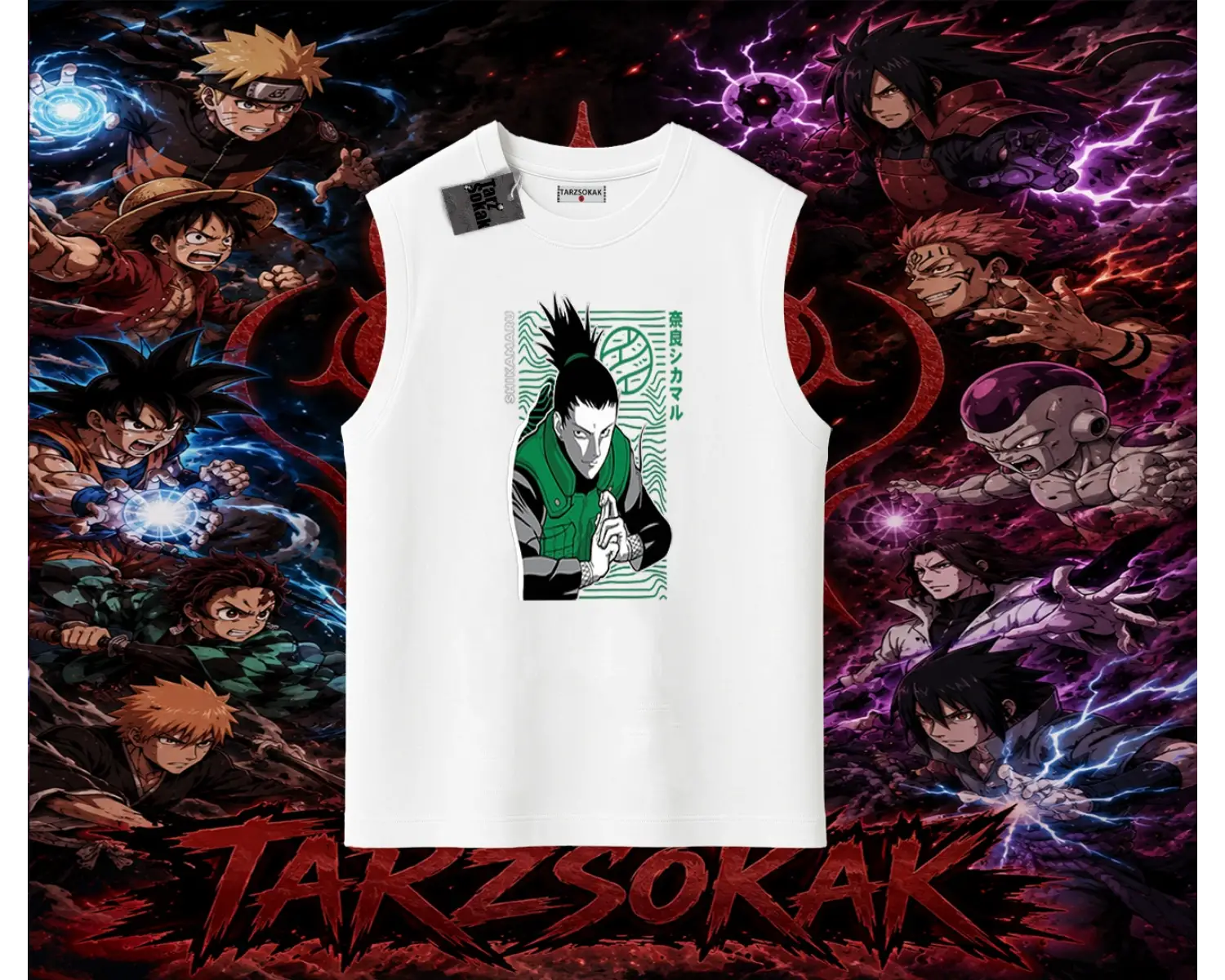 Shikamaru Nara Naruto Anime Karakter Oversize Unisex Kolsuz Tişört Beyaz