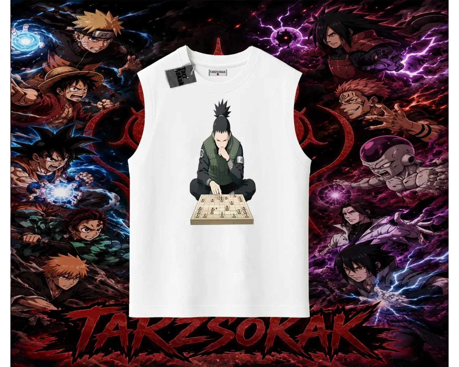 Shikamaru Nara Naruto Anime Karakter Oversize Unisex Kolsuz Tişört Beyaz