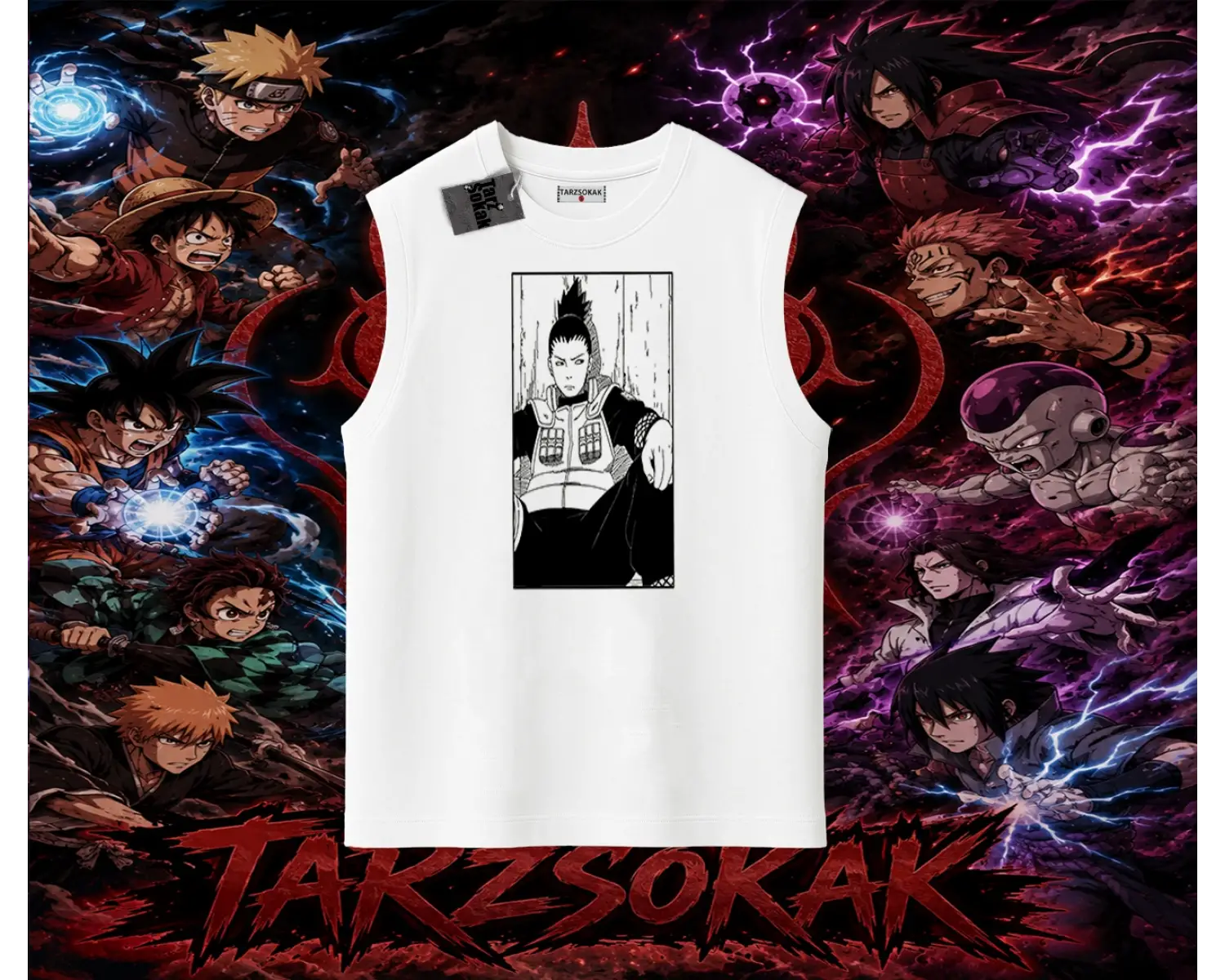 Shikamaru Nara Naruto Anime Karakter Oversize Unisex Kolsuz Tişört Beyaz
