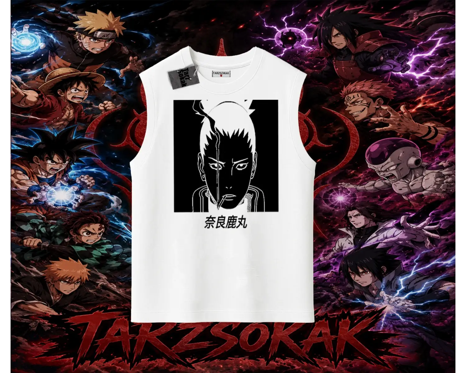 Shikamaru Nara Naruto Anime Karakter Oversize Unisex Kolsuz Tişört Beyaz