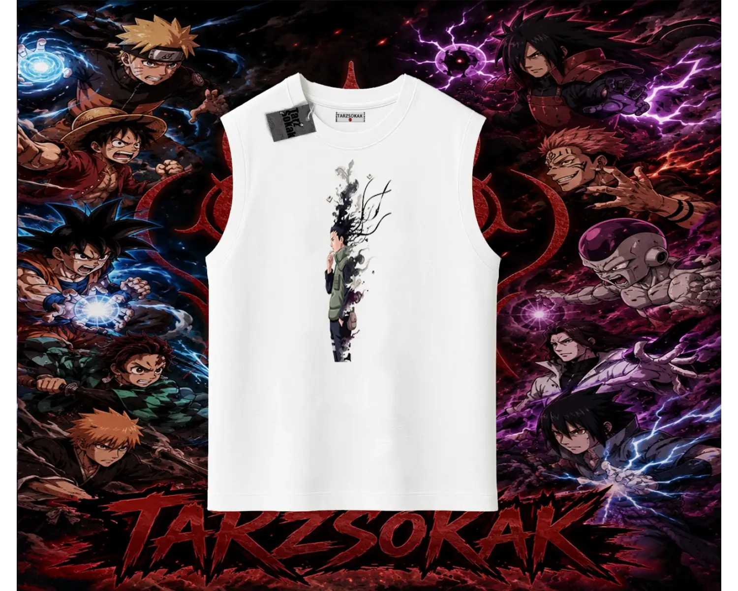 Shikamaru Nara Naruto Anime Karakter Oversize Unisex Kolsuz Tişört Beyaz