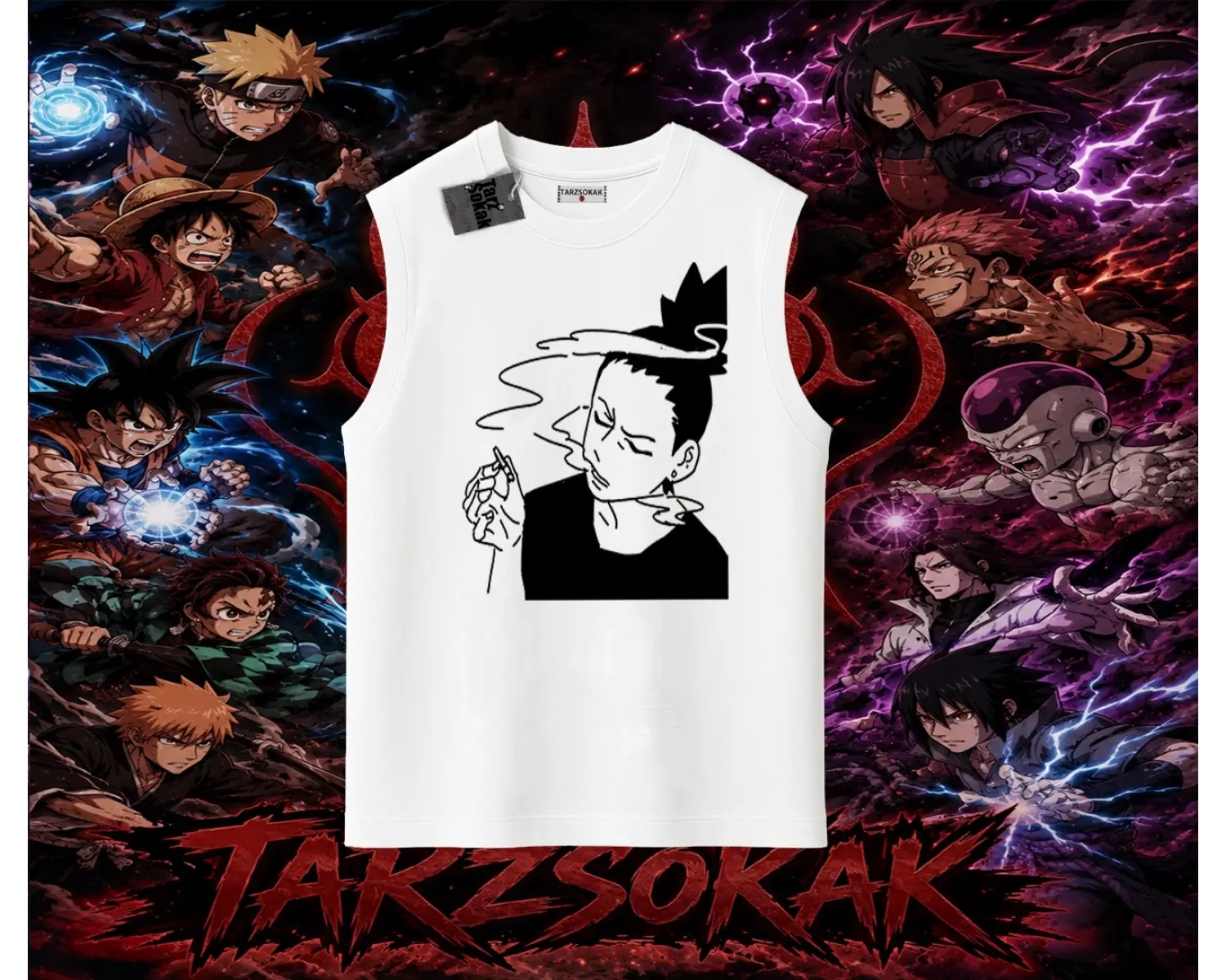 Shikamaru Nara Naruto Anime Karakter Oversize Unisex Kolsuz Tişört Beyaz