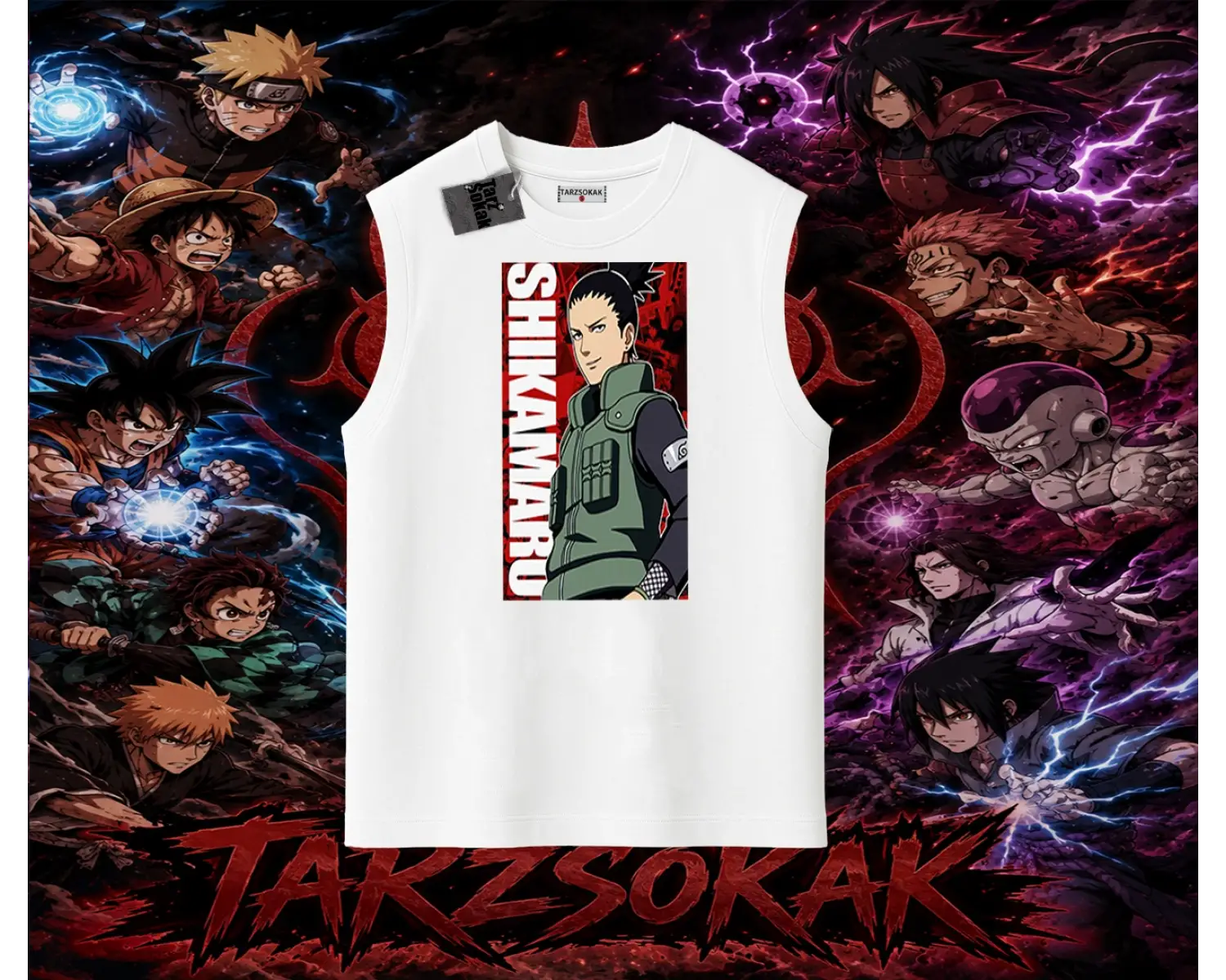 Shikamaru Nara Naruto Anime Karakter Oversize Unisex Kolsuz Tişört Beyaz