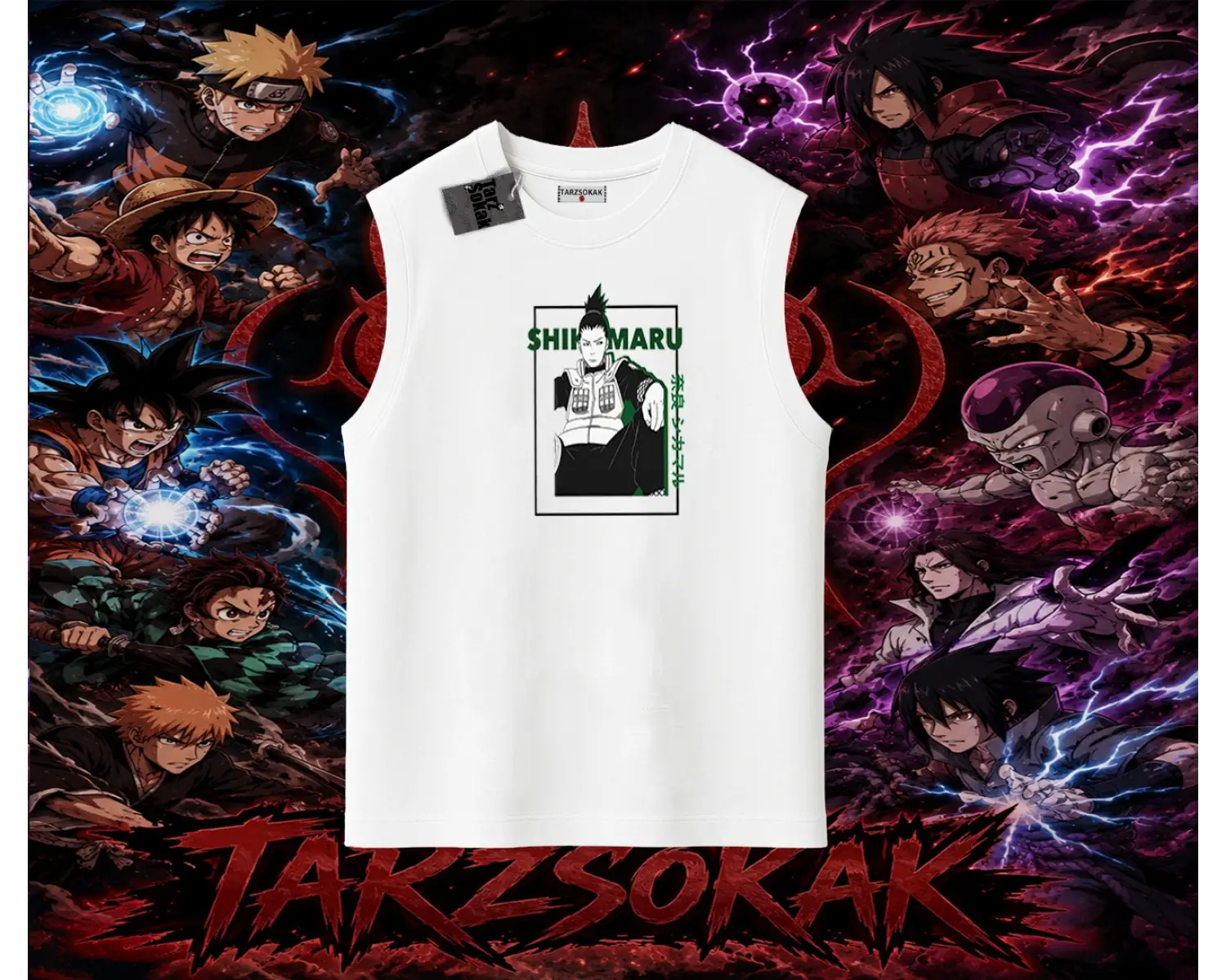 Shikamaru Nara Naruto Anime Karakter Oversize Unisex Kolsuz Tişört Beyaz