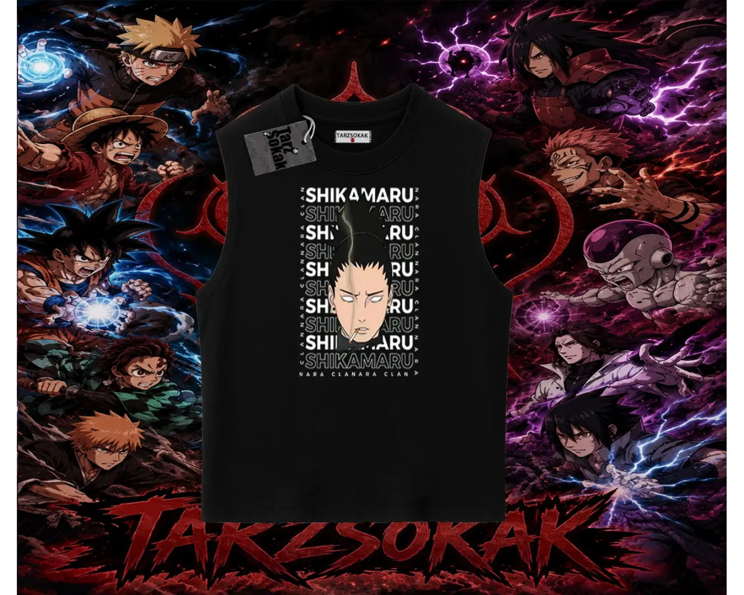 Shikamaru Nara Naruto Anime Karakter Oversize Unisex Kolsuz Tişört Beyaz