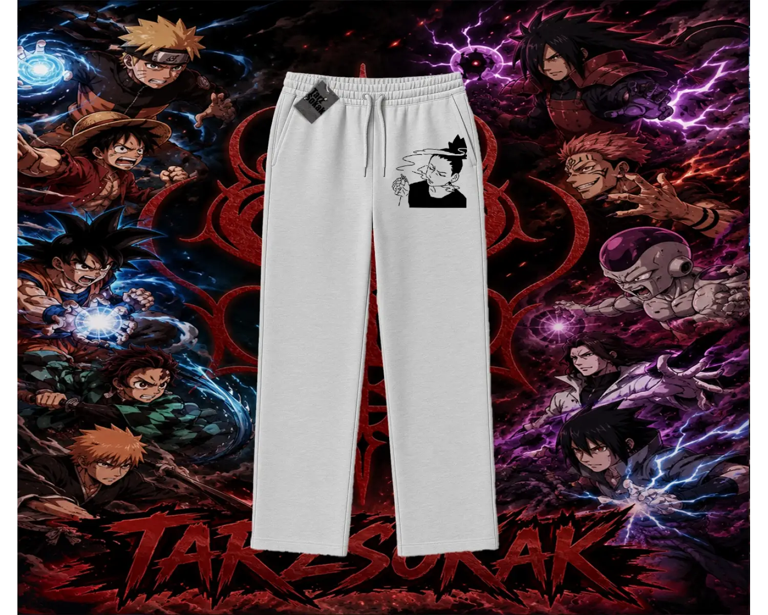 Shikamaru Nara Naruto Anime Karakter Unisex Baggy Eşofman Altı Beyaz
