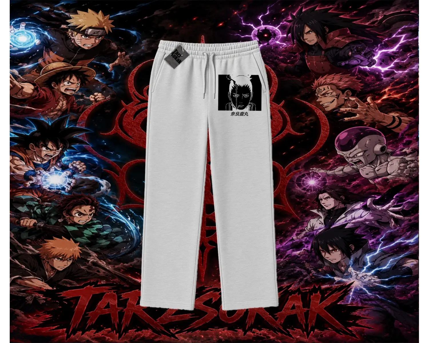 Shikamaru Nara Naruto Anime Karakter Unisex Baggy Eşofman Altı Beyaz