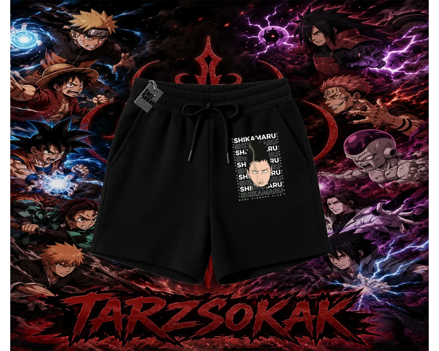 Shikamaru Nara Naruto Anime Karakter Unisex Şort Beyaz