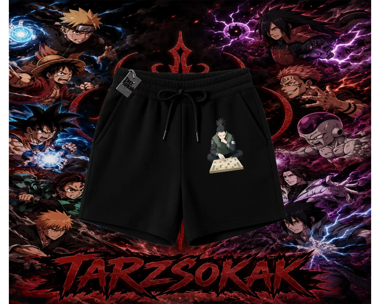 Shikamaru Nara Naruto Anime Karakter Unisex Şort Beyaz