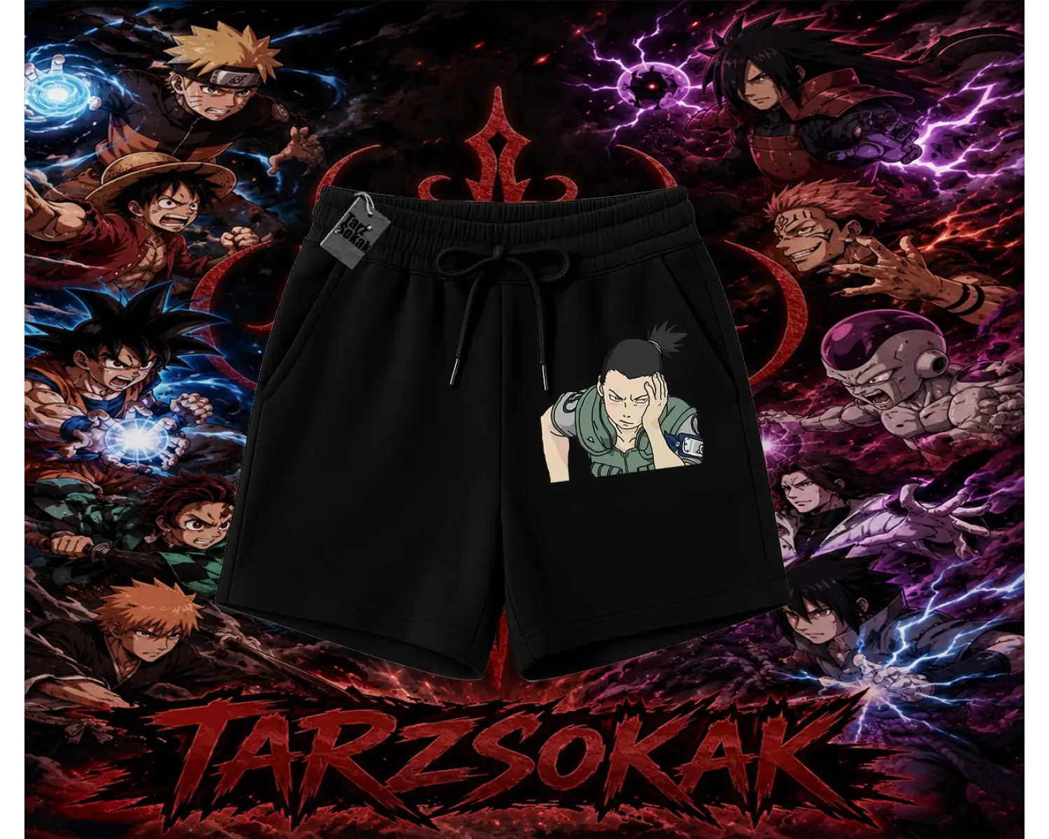Shikamaru Nara Naruto Anime Karakter Unisex Şort Beyaz