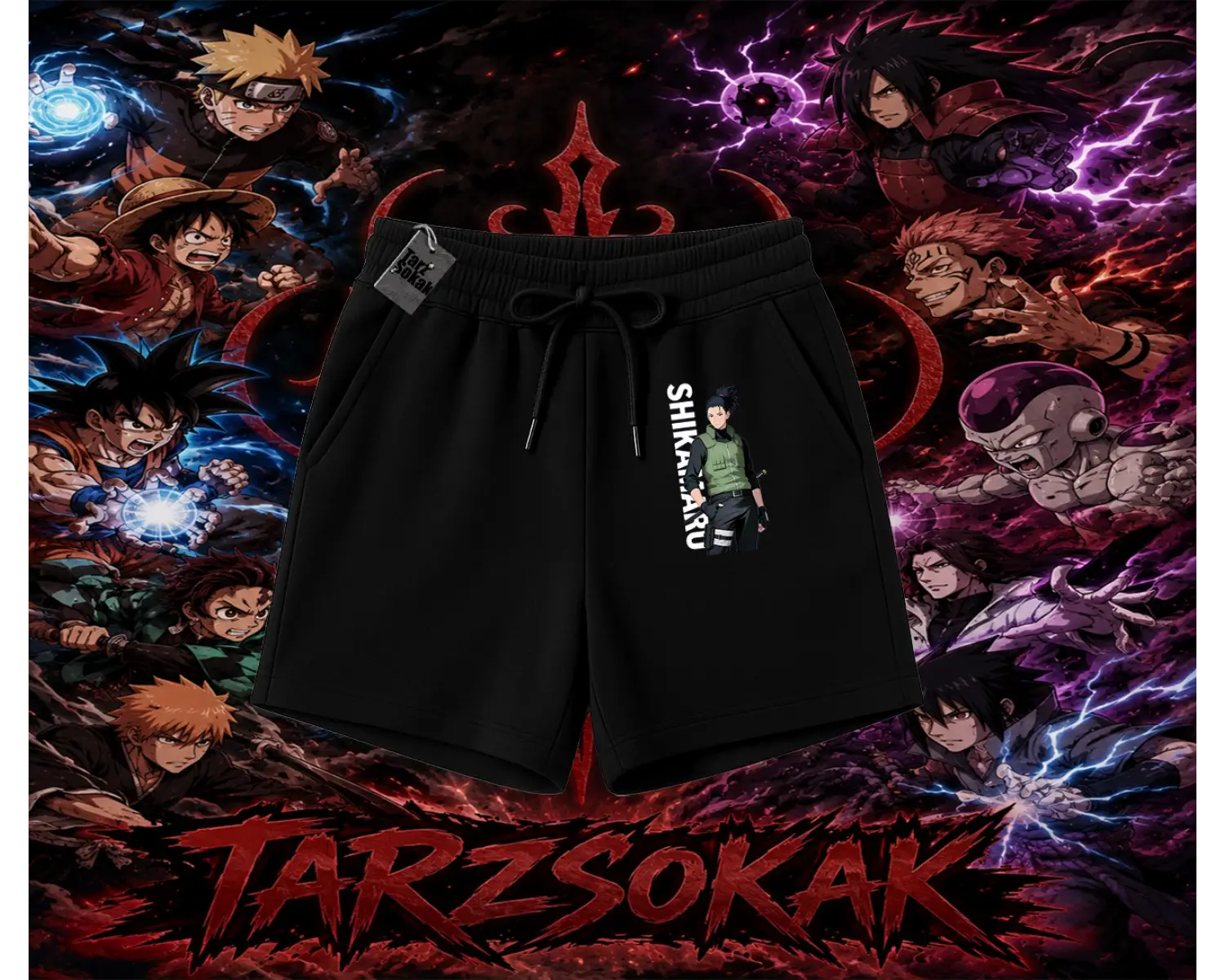 Shikamaru Nara Naruto Anime Karakter Unisex Şort Beyaz