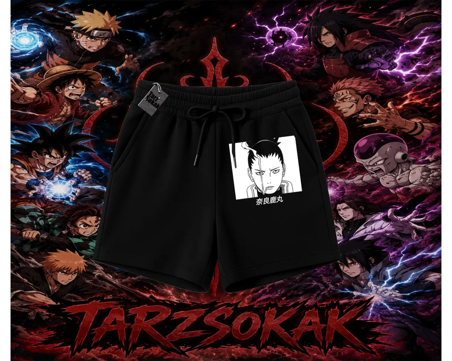 Shikamaru Nara Naruto Anime Karakter Unisex Şort Beyaz