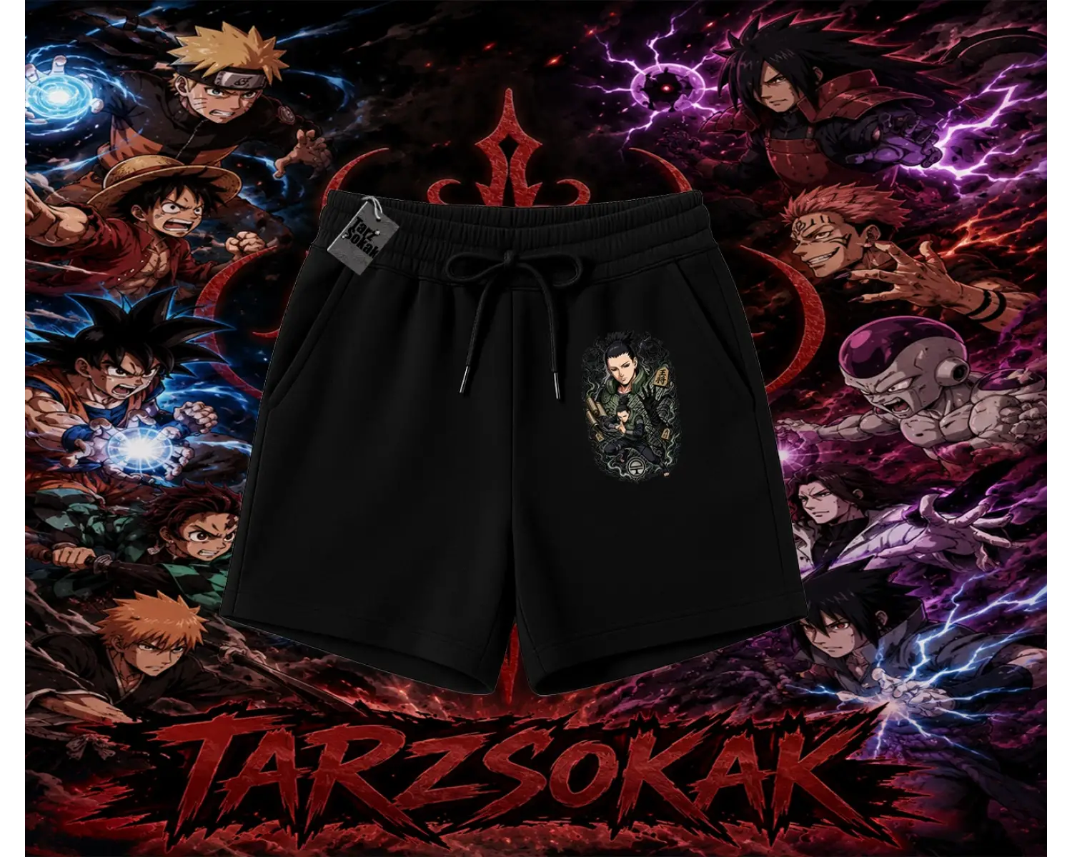 Shikamaru Nara Naruto Anime Karakter Unisex Şort Beyaz