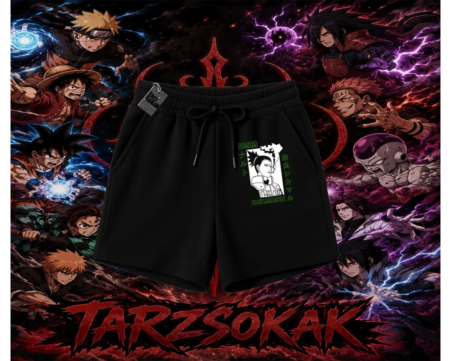 Shikamaru Nara Naruto Anime Karakter Unisex Şort Beyaz