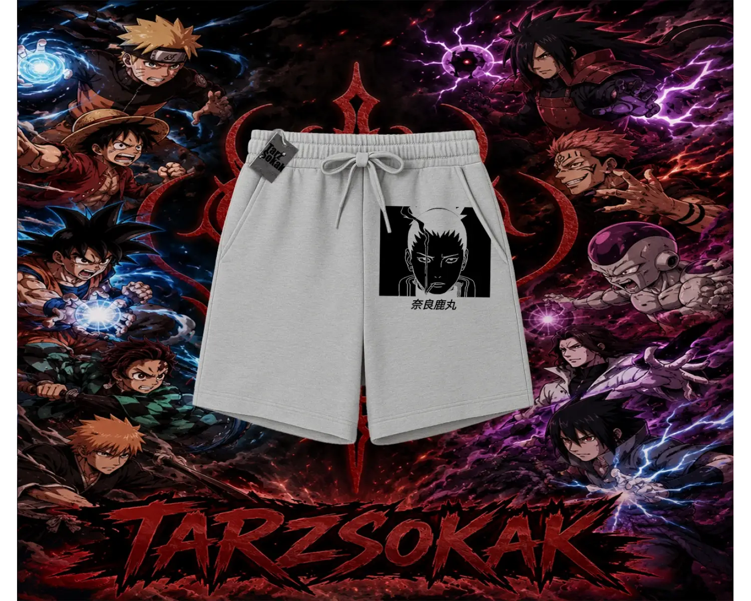 Shikamaru Nara Naruto Anime Karakter Unisex Şort Beyaz