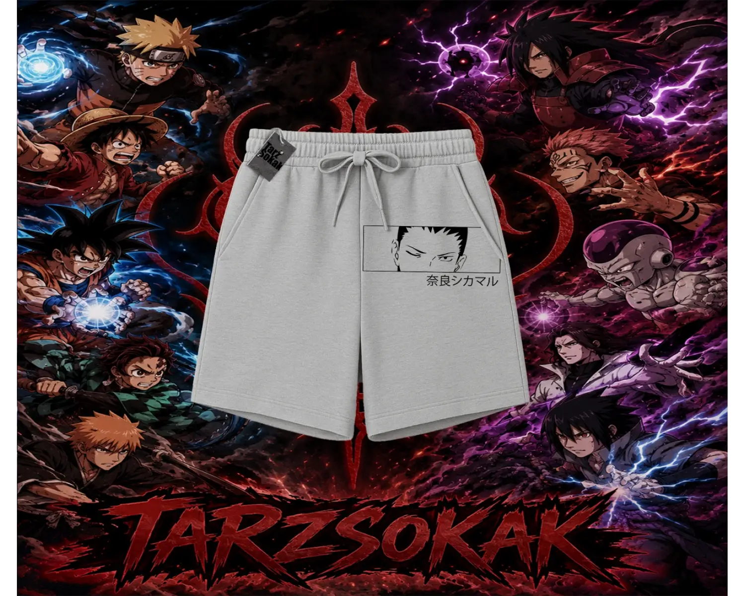 Shikamaru Nara Naruto Anime Karakter Unisex Şort Beyaz