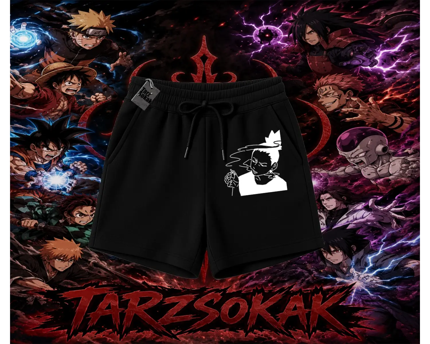 Shikamaru Nara Naruto Anime Karakter Unisex Şort Beyaz