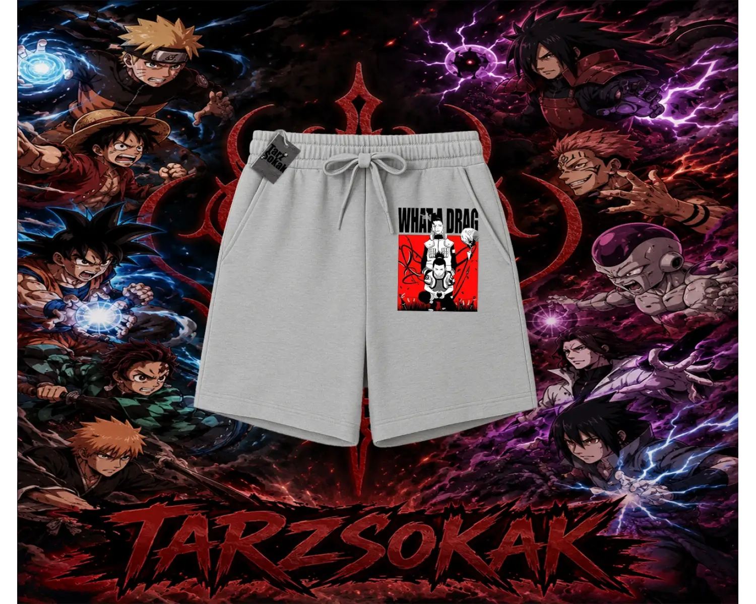 Shikamaru Nara Naruto Anime Karakter Unisex Şort Beyaz