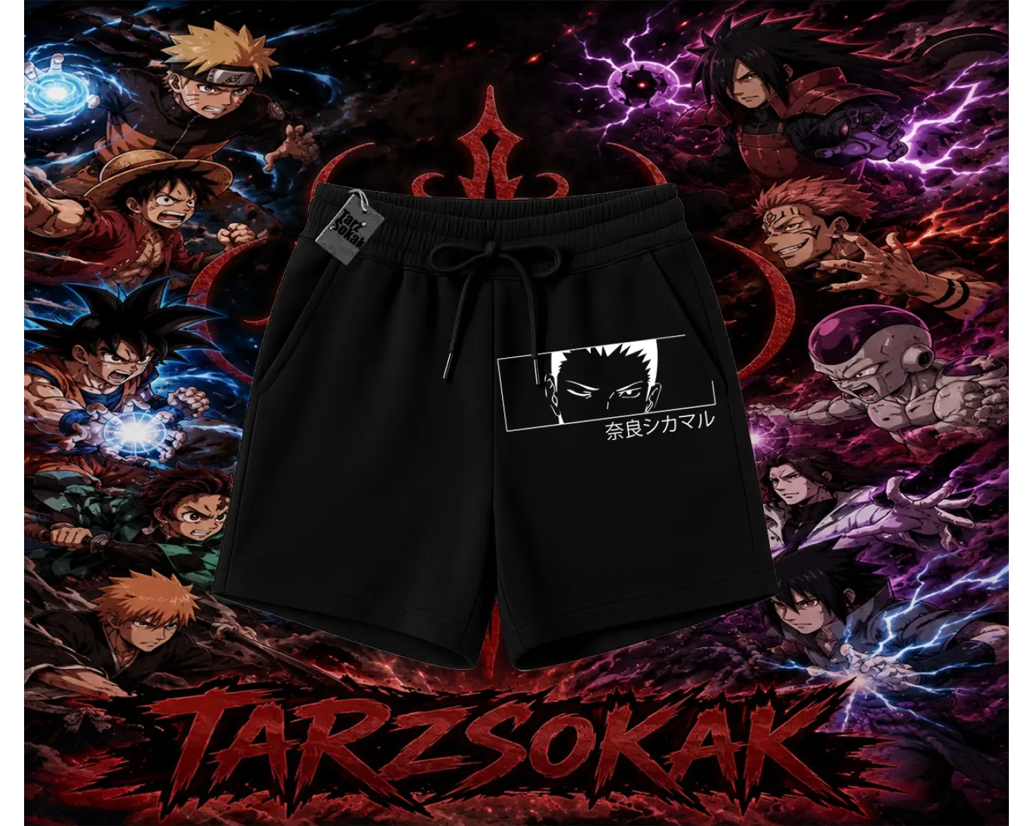 Shikamaru Nara Naruto Anime Karakter Unisex Şort Beyaz