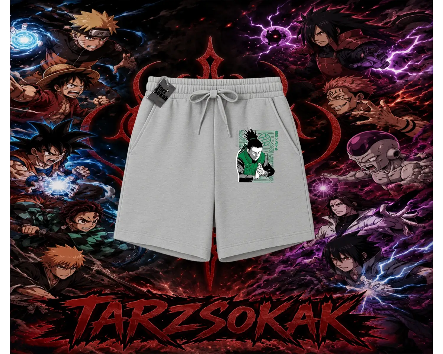 Shikamaru Nara Naruto Anime Karakter Unisex Şort Beyaz