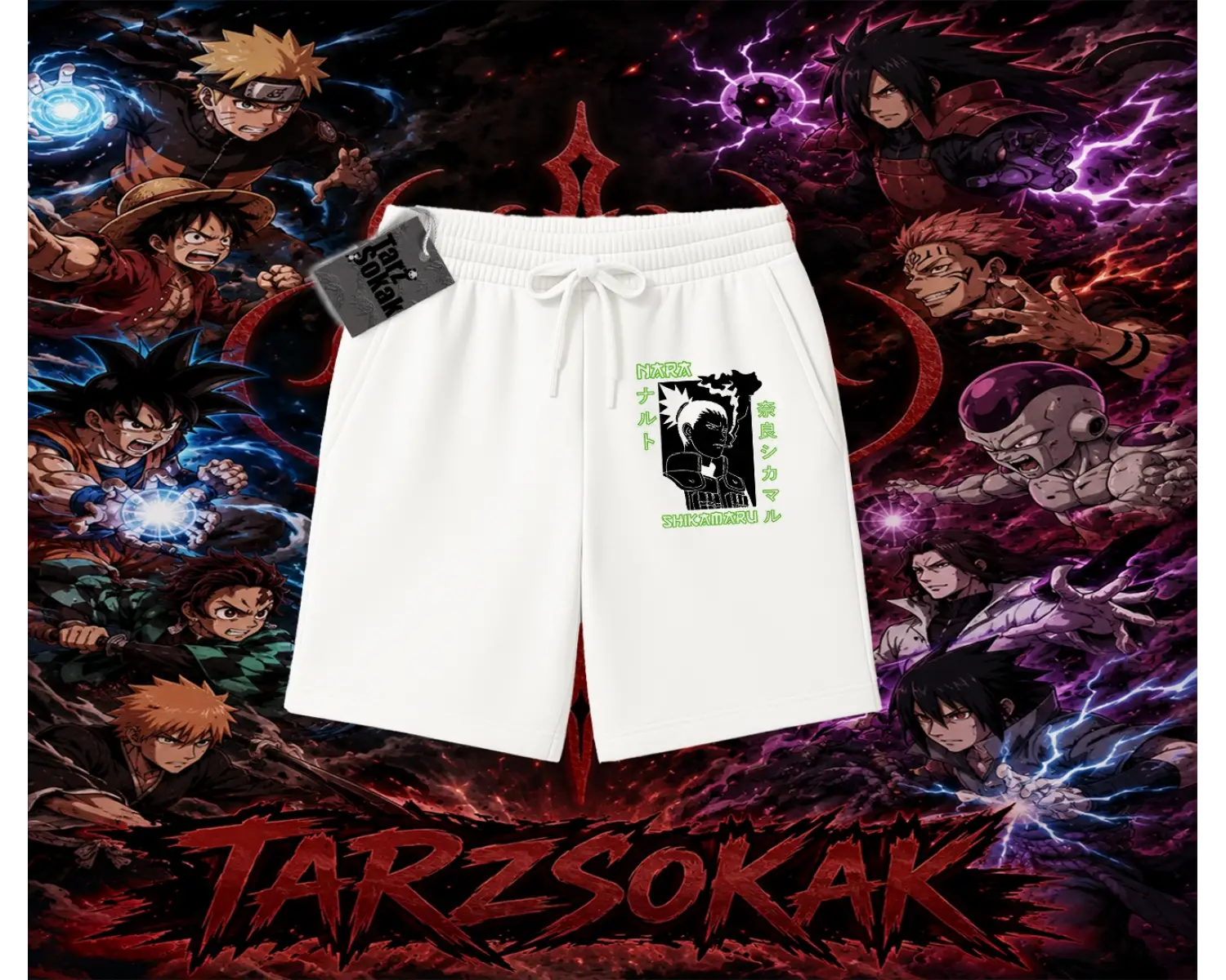 Shikamaru Nara Naruto Anime Karakter Unisex Şort Beyaz