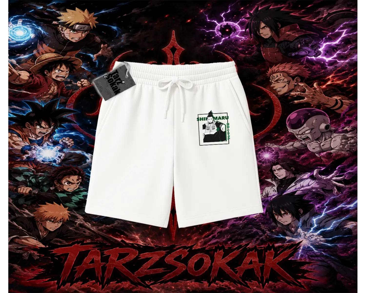 Shikamaru Nara Naruto Anime Karakter Unisex Şort Beyaz