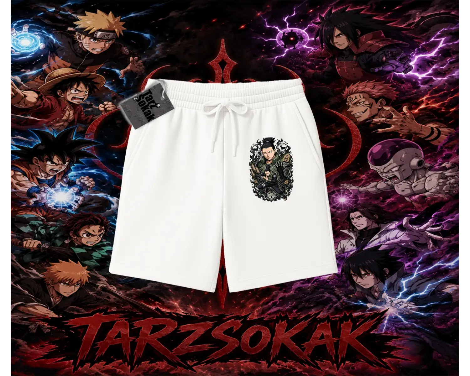 Shikamaru Nara Naruto Anime Karakter Unisex Şort Beyaz