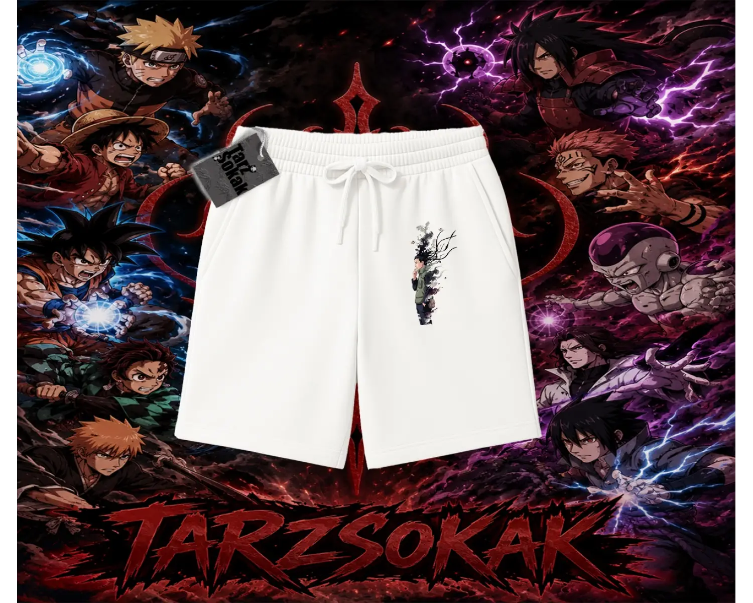 Shikamaru Nara Naruto Anime Karakter Unisex Şort Beyaz