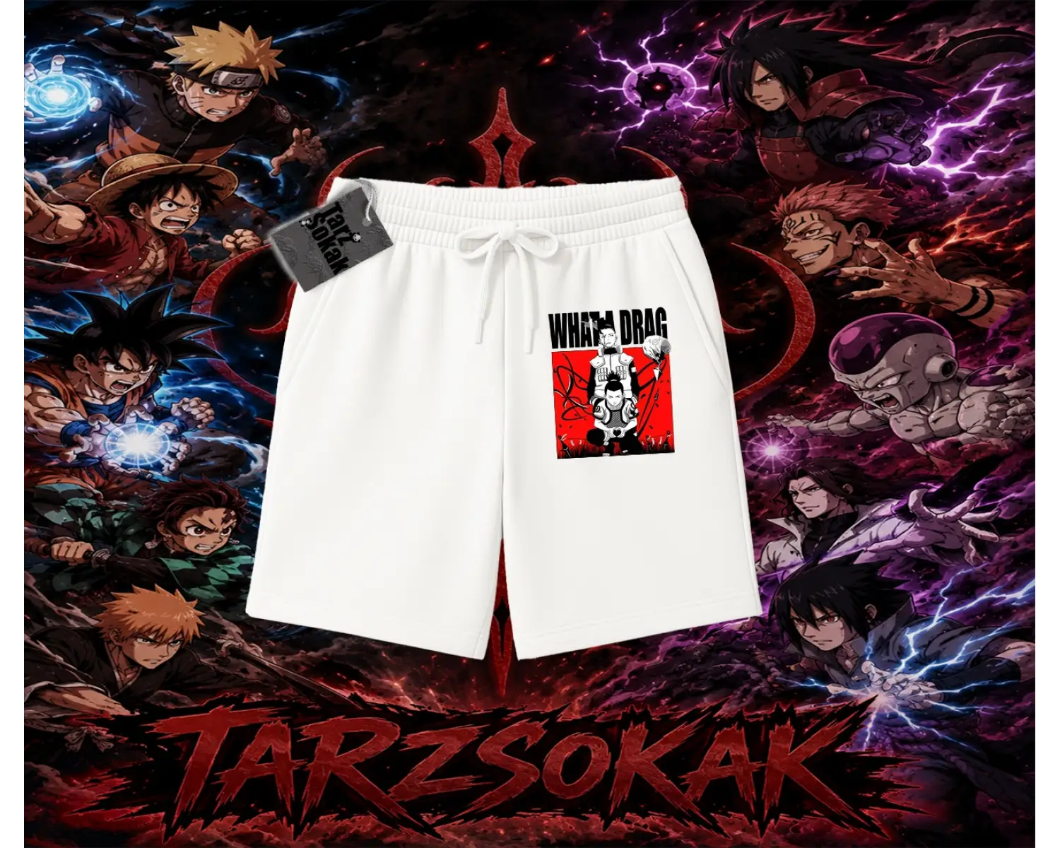 Shikamaru Nara Naruto Anime Karakter Unisex Şort Beyaz
