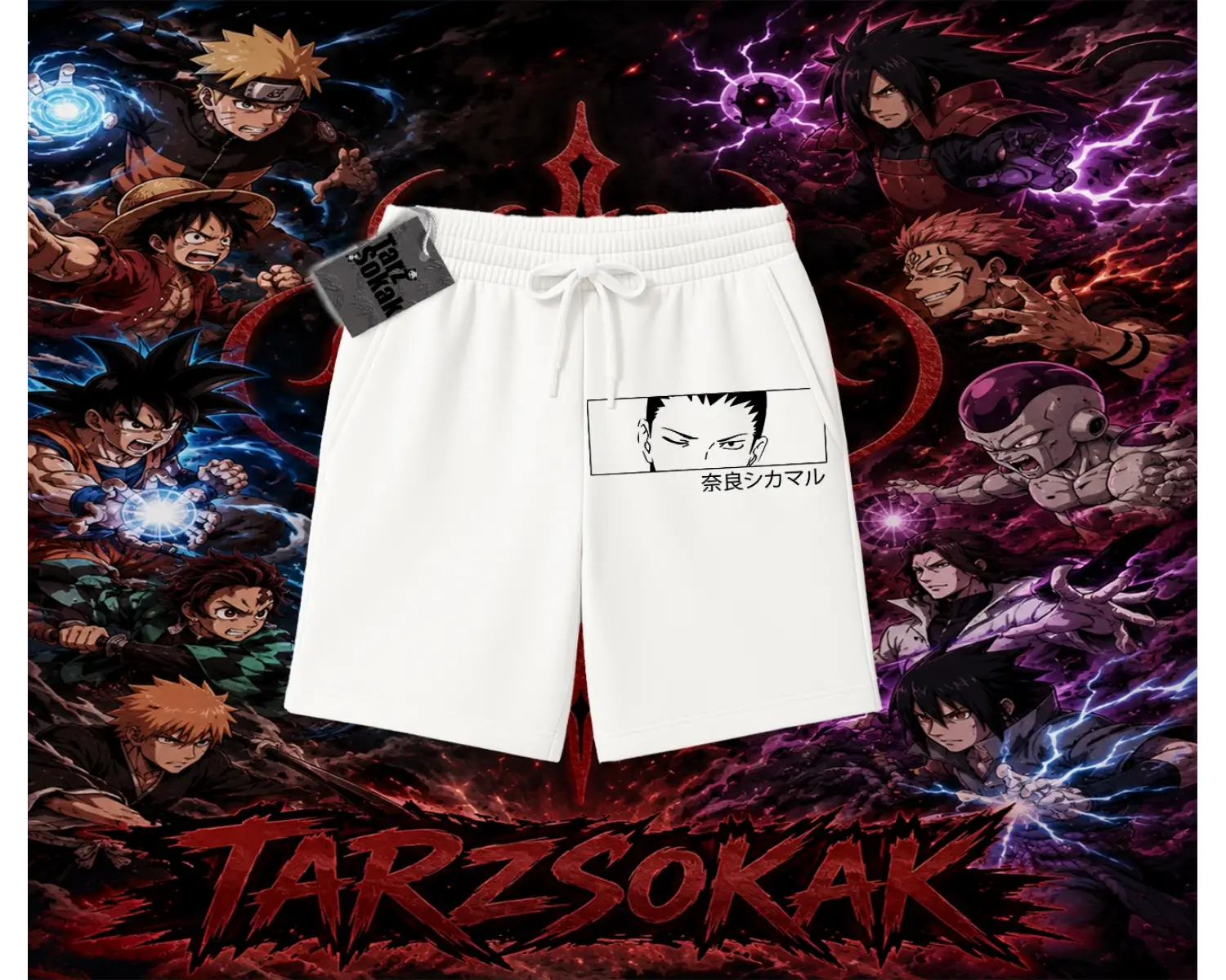 Shikamaru Nara Naruto Anime Karakter Unisex Şort Beyaz