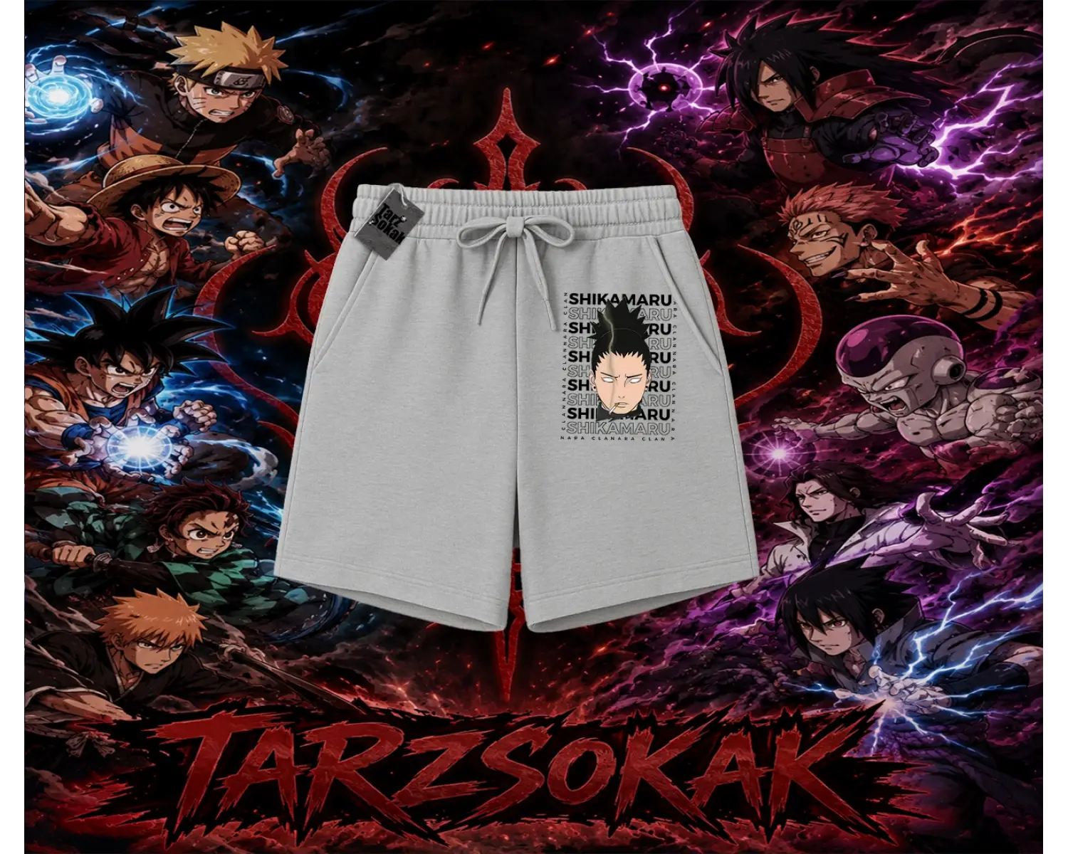 Shikamaru Nara Naruto Anime Karakter Unisex Şort Beyaz