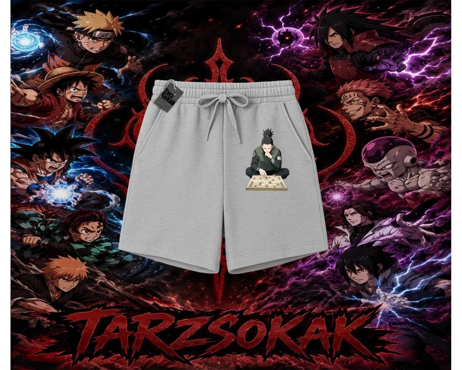 Shikamaru Nara Naruto Anime Karakter Unisex Şort Beyaz