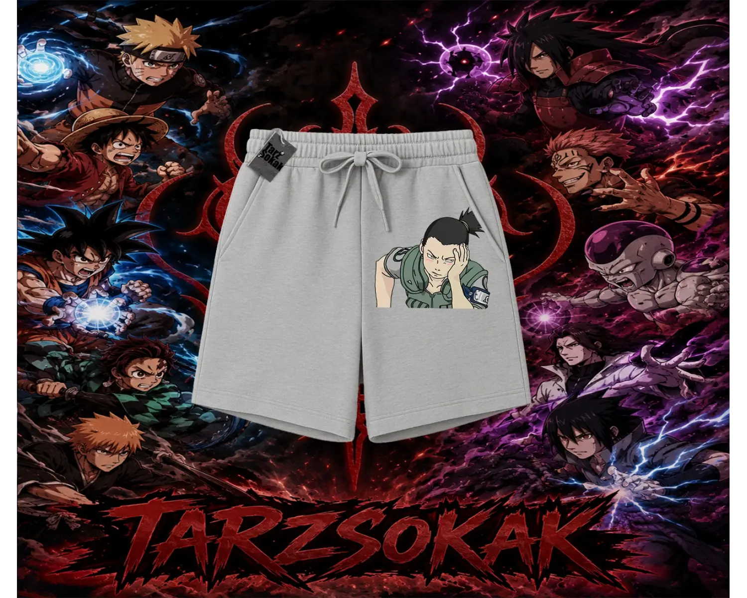 Shikamaru Nara Naruto Anime Karakter Unisex Şort Beyaz