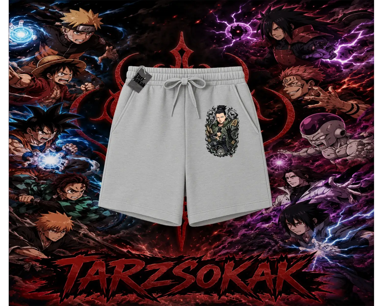 Shikamaru Nara Naruto Anime Karakter Unisex Şort Beyaz
