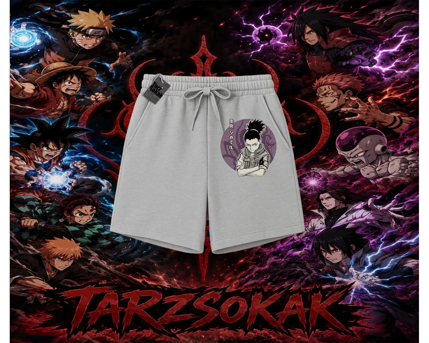 Shikamaru Nara Naruto Anime Karakter Unisex Şort Beyaz
