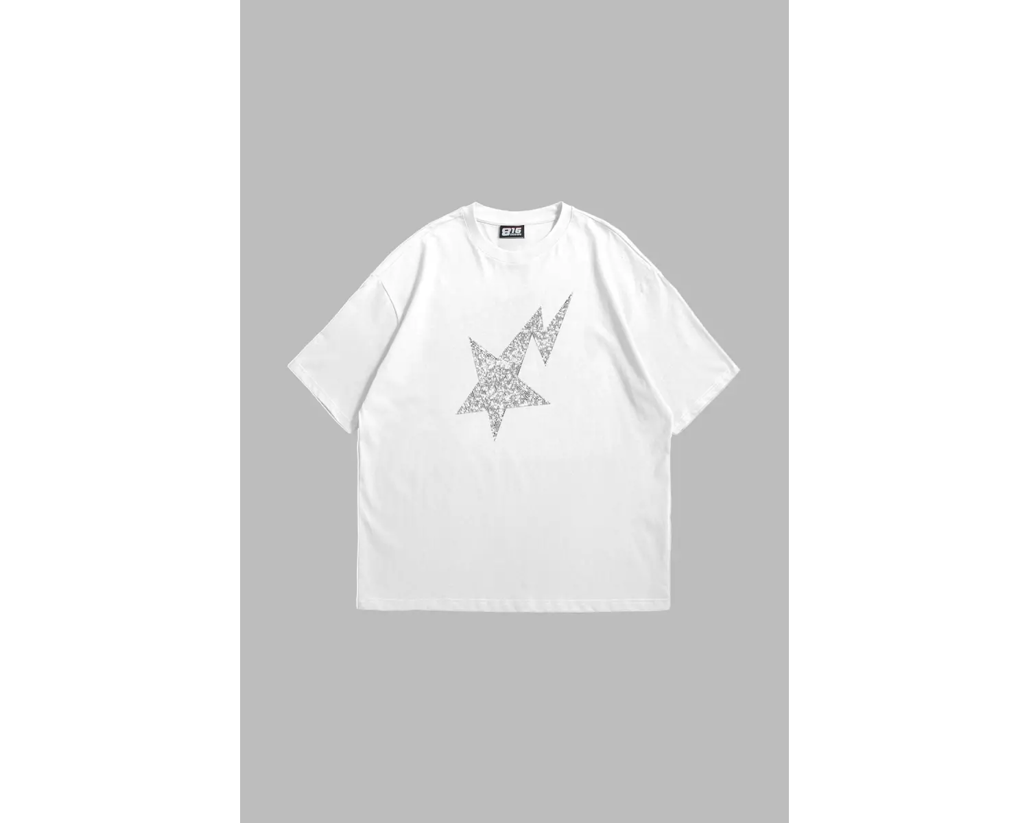 Shining Star Taş Baskılı Oversize Unisex Beyaz