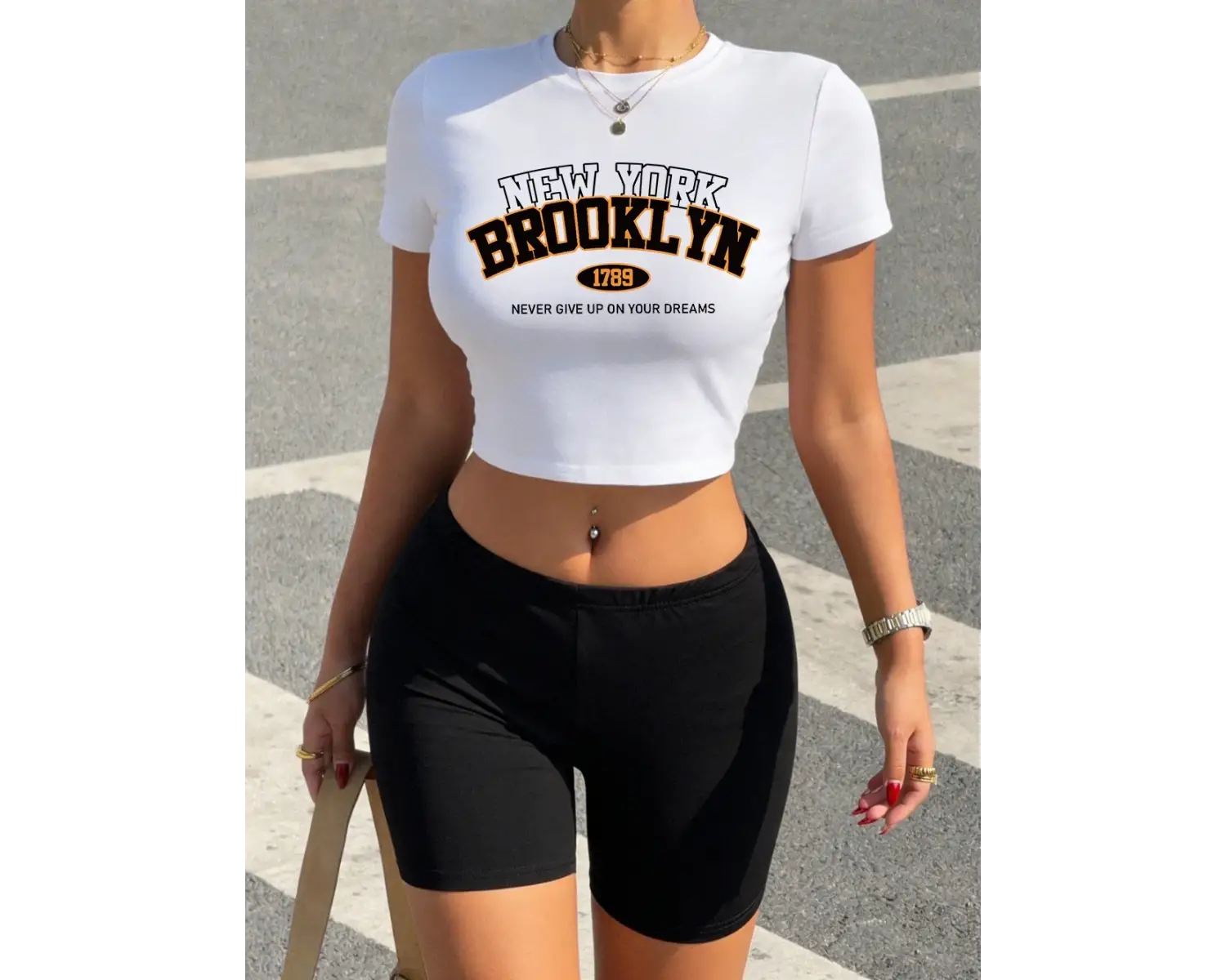 Sıcak Tatlı New York Brooklyn Mektup Baskılı Babby Teelar Şortlar Kadın İki Parçalı Set Tişört