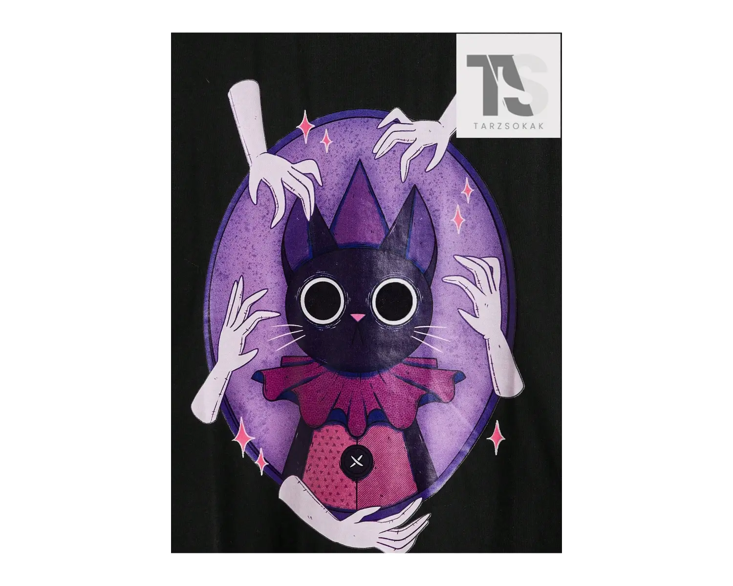 SICKYLL Bayanlar Karikatür Kedi Baskı Kısa Kollu Tişört