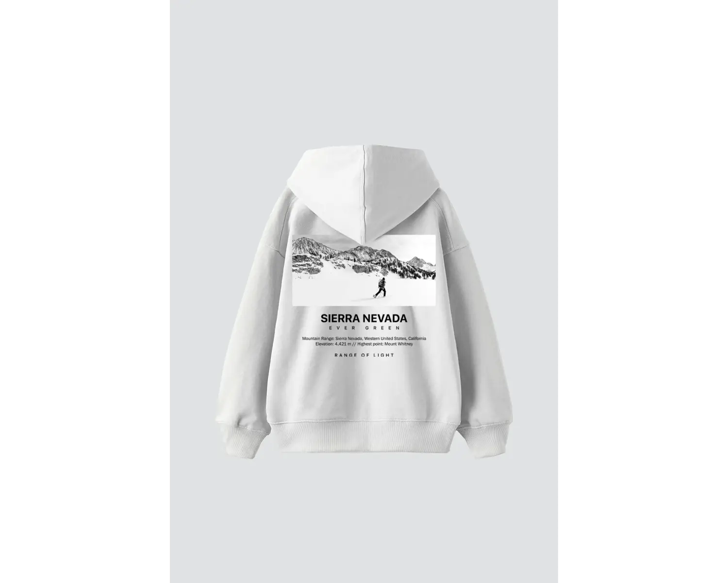 Sierra Nevada Baskılı Oversize Unisex Beyaz