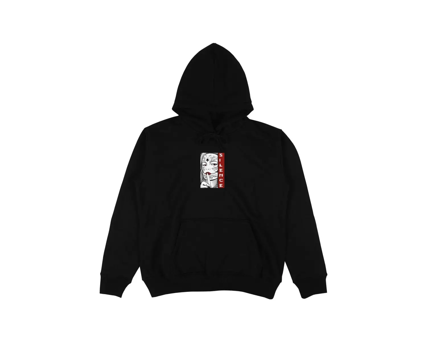 Silence Siyah Oversize Unisex Kapüşonlu Sweatshirt Hoodie