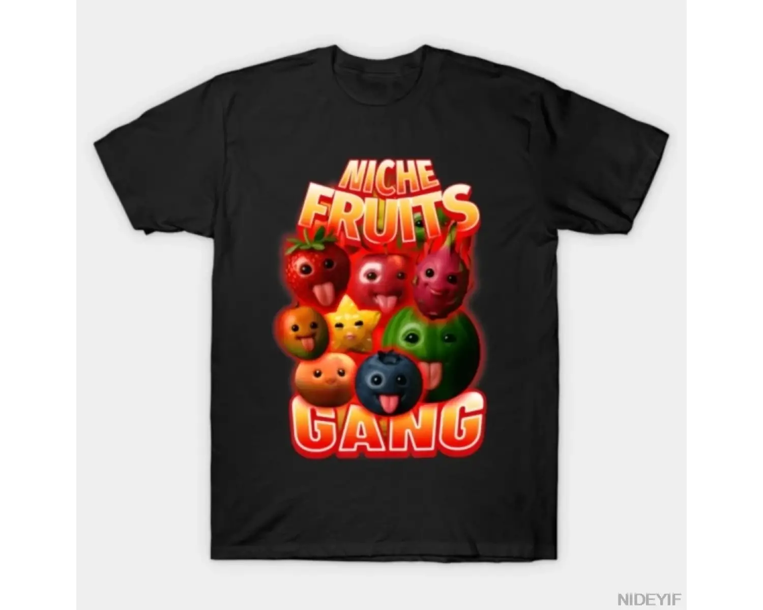 Silly Ai Fruits Gen Z Brainrot Niche Fruits Gang Erkek Kadın Tişörtü %100 Pamuk Tişörtler Kıs