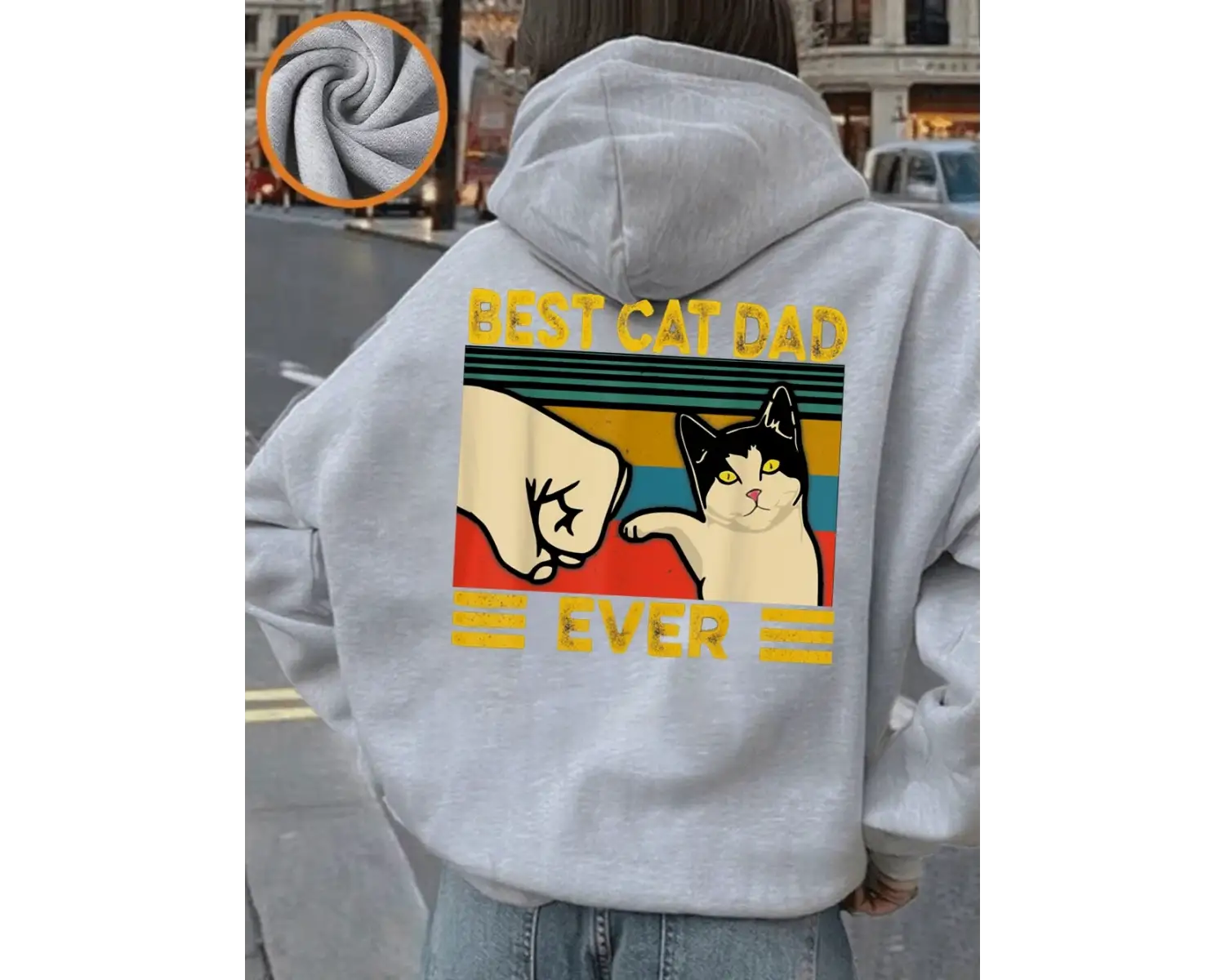 Şimdiye kadarki en iyi kedi babası baskı kapüşonlu üstler kadın kış polar sıcak kazaklar raha