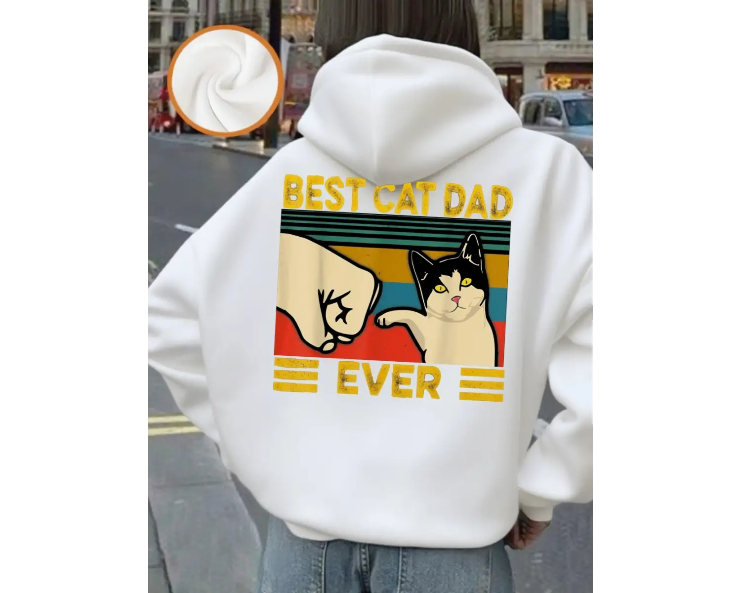 Şimdiye kadarki en iyi kedi babası baskı kapüşonlu üstler kadın kış polar sıcak kazaklar raha