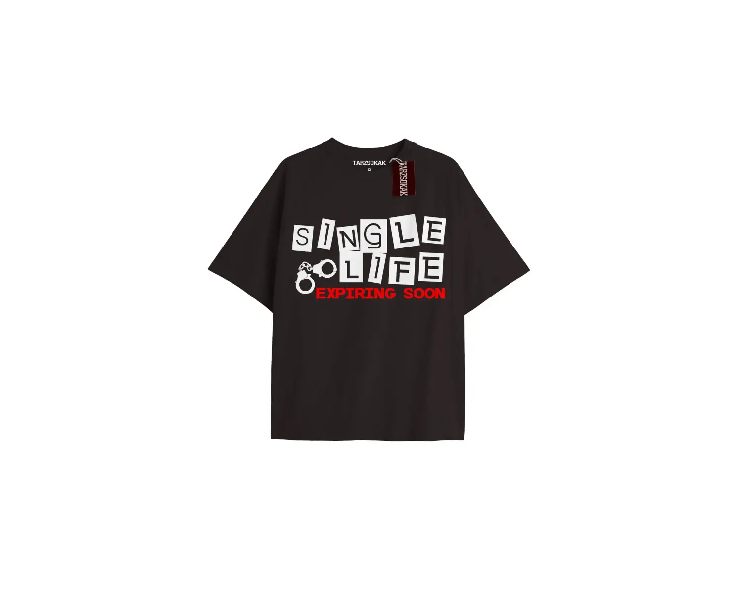 SINGLE LIFE Unisex Oversize Yazılı Tshirt SİYAH