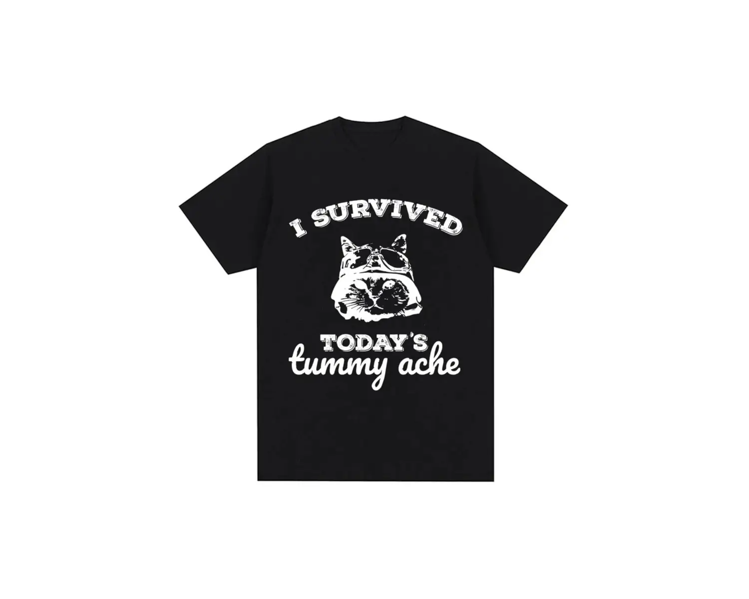 Siyah Bin Yard Bakış Kedi Komik Meme Mizah Tarzı Vintage li T Kad